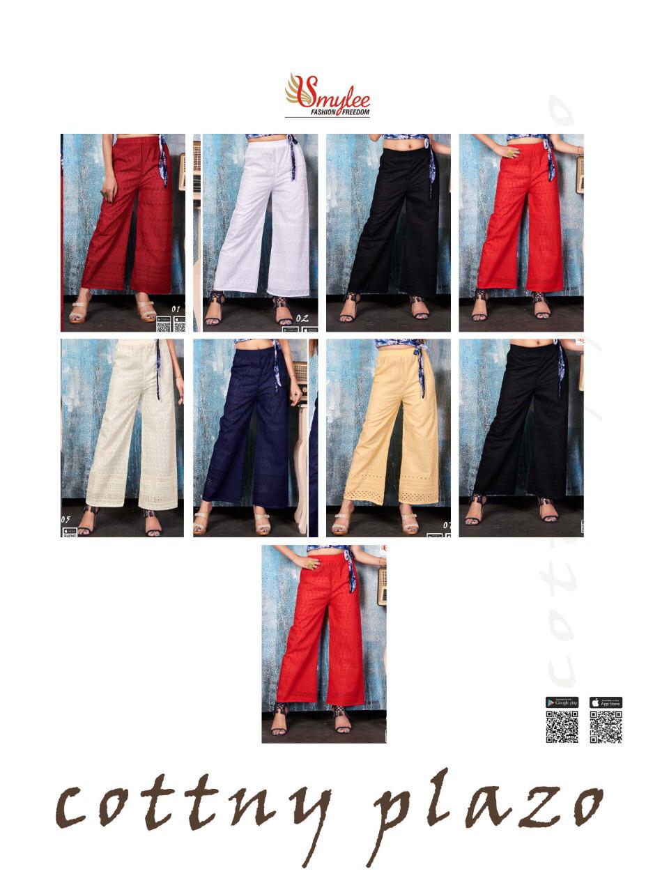 Smylee Latest Designer 	Heavy Chiken Cotton Plazzo Stylish Western Wear Collection
